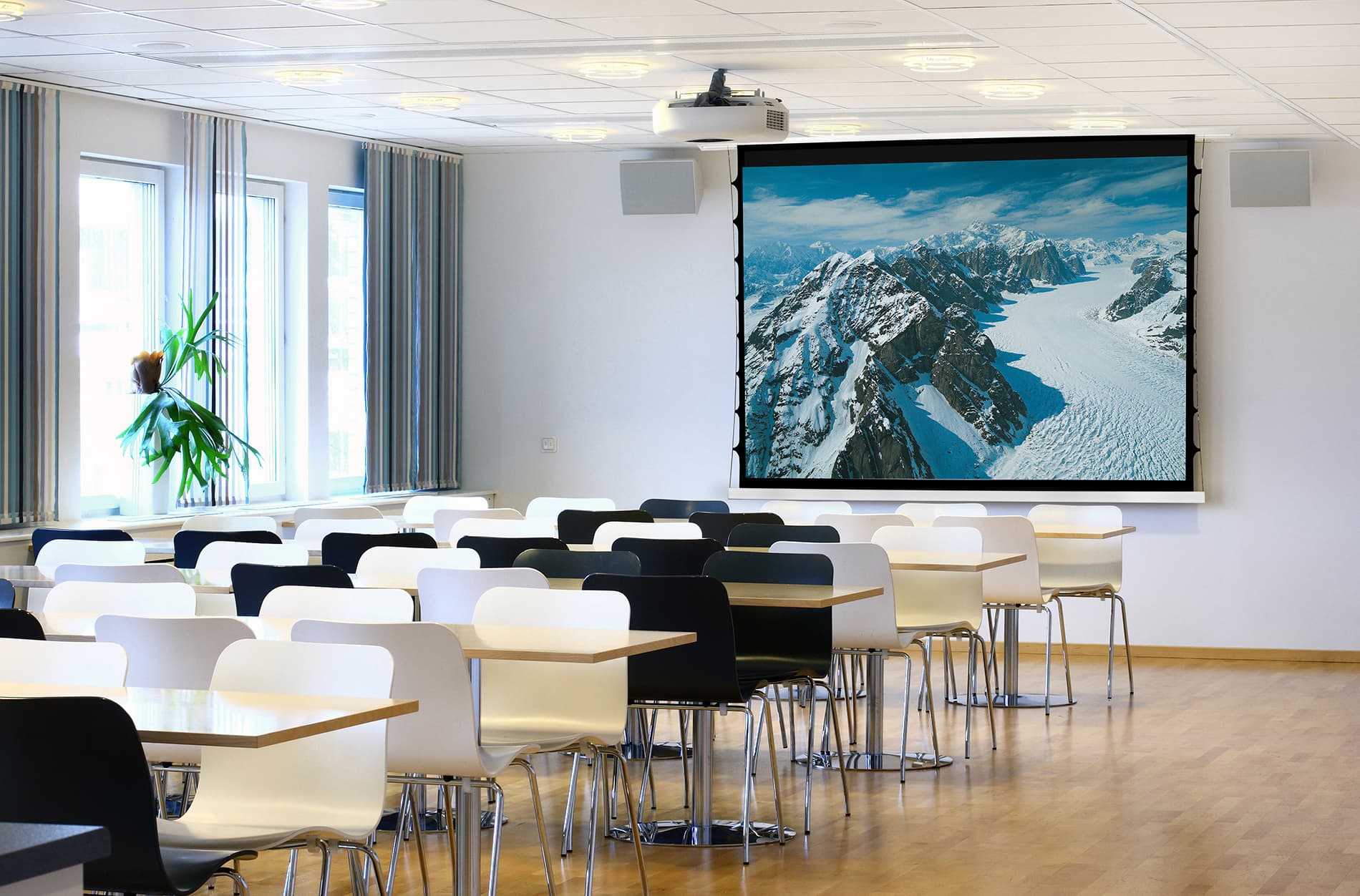 Classroom furniture tab tension projection screen on wall